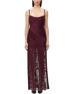 Hervé Léger The Carly Draped Fringe Gown - Purple
