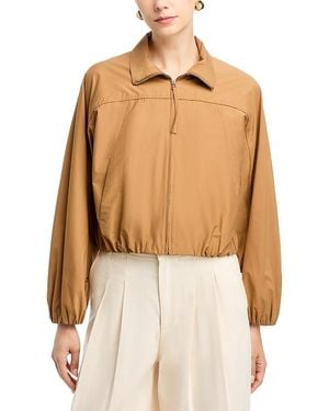 Theory Spread Collar Zip Front Jacket - Natural