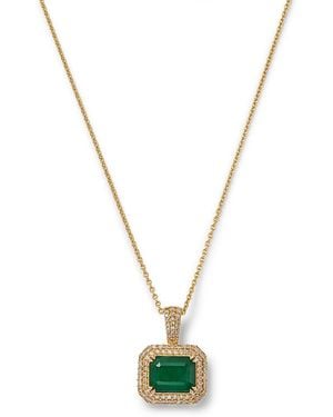 Bloomingdale's Fine Collection Diamond & Emerald Necklace - Metallic
