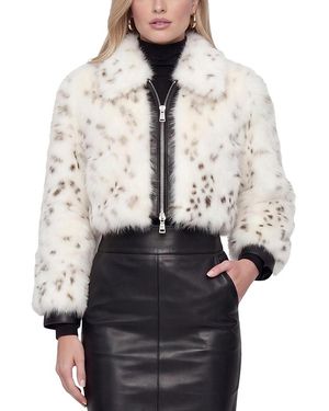 Lyla Grant Faux Fur Fox Zip Bolero With Wing Collar - Gray