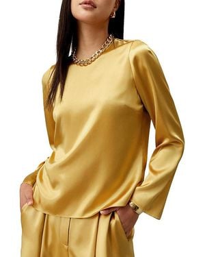 LILYSILK Minimalist Long Sleeve Silk Top - Yellow