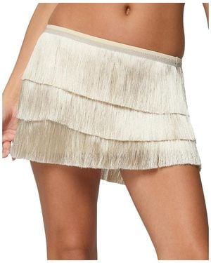 Edikted Sarai Tiered Fringed Mini Skirt - Natural