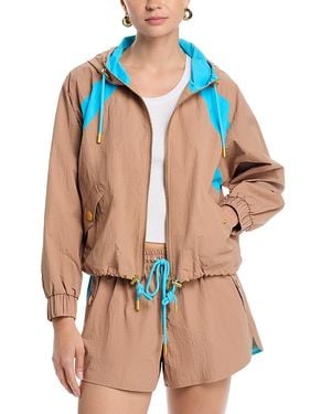 L'Agence Lark Colorblocked Windbreaker Jacket - Blue