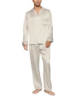 Eberjey Charles Printed Long Sleeve Pajama Set - White