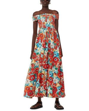 Whistles Blossom Tulips Bardot Dress - Red