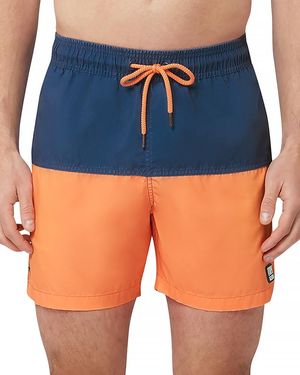 Tom & Teddy Color Blocked 6 Swim Trunks - Blue