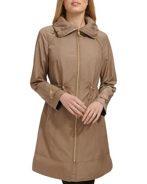 Cole Haan Travel Packable Hooded Rain Jacket - Brown
