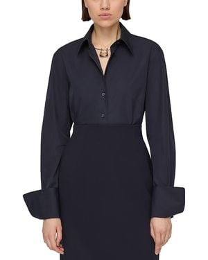 Lafayette 148 New York Drop Shoulder Fitted Blouse - Blue