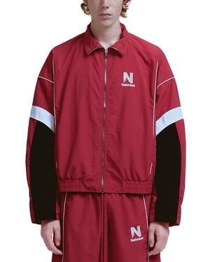 NAHMIAS Baggy Fit Colorblocked Warm Up Track Jacket - Red