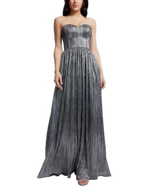 Dress the Population Audrina Plisse Maxi Gown - Gray