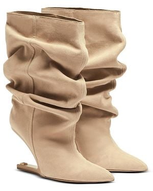 Balmain "No Wedge" Suede Ankle Boots - Natural