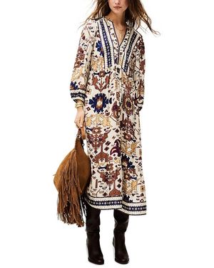 Ba&sh Valley Printed Embroidered Midi Dress - White