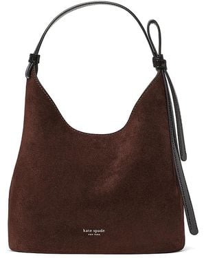 Kate Spade Loop Medium Suede & Crinkle Patent Leather Carryall Bag - Brown
