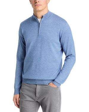 Peter Millar Canton Stripe Quarter Zip Sweater - Blue