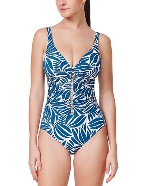 Gottex Come Back V Neck One Piece Swimsuit - Blue