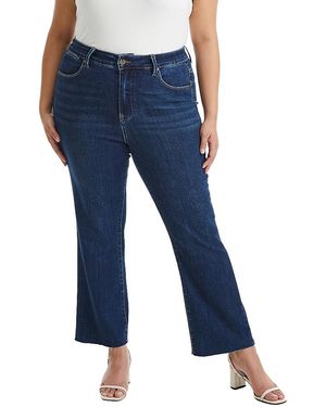 Bayeas Plus Mid Rise Straight Leg With Raw Hem Denim Jeans - Blue