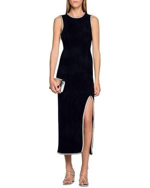 Sandro Guoda Embellished Velvet Dress - Blue