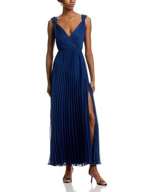 Aqua Pleated Guest Of Dress - Blue