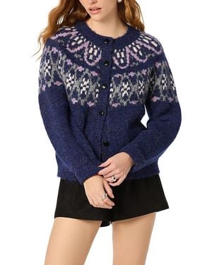 Astr Irene Fair Isle Cardigan - Blue