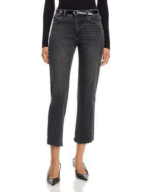 PAIGE Mason Embellished Mid Rise Ankle Straight Jeans - Black
