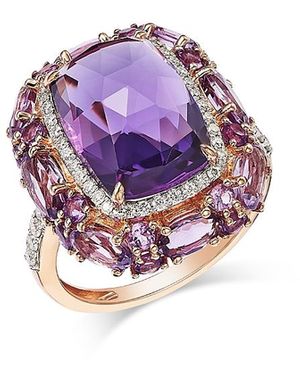 Bloomingdale's Fine Collection Amethyst & Diamond Halo Ring - Purple