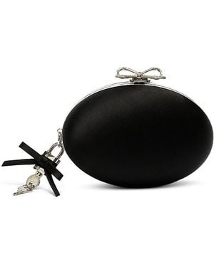 Self-Portrait Mini Satin Oval Clutch - Black