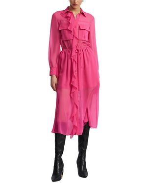 BCBGMAXAZRIA Solid Ruffle Dress - Pink