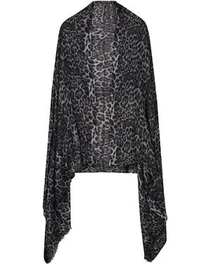 Sofiacashmere Ultrafine Leopard Print Cashmere Wrap - Black