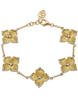 Piranesi 18K Oro Fiore Diamond Flower Link Bracelet - Metallic