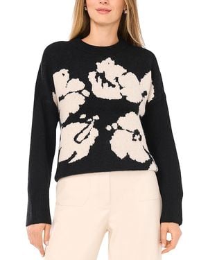 Vince Camuto Flower Motif Crewneck Jumper - Black