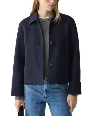 Theory Wool & Cashmere Boxy Cuffed Jacket - Blue