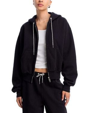 T By Alexander Wang Alexanderwang. T Rhinestone Drawstring Zip Up Hoodie - Black