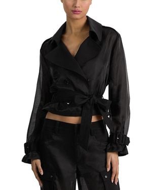 Alice + Olivia Keith Sheer Mixed Media Jacket - Black