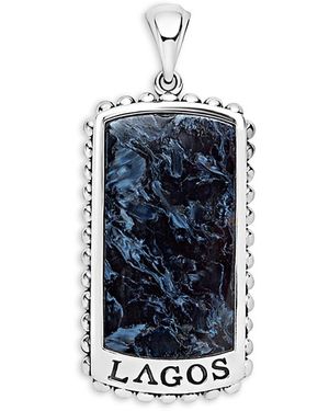 Lagos Sterling Anthem Pietersite Dog Tag Pendant - Blue
