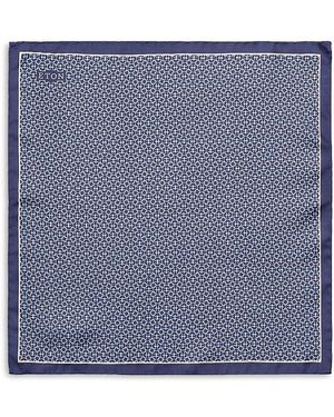 Eton Geometric Silk Pocket Square - Blue