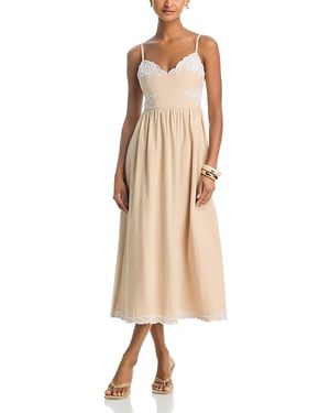 Moon River Embroidered Midi Dress - Natural