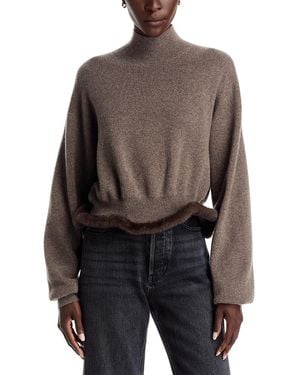 Alexander Wang Wool Blend Faux Fur Trim Turtleneck Sweater - Brown