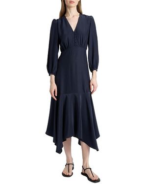 Santorelli Carina Silk Midi Handkerchief Dress - Blue