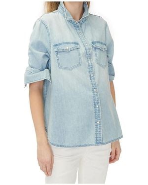 Hatch Collection Denim Maternity Nursing Friendly Shirt - Blue