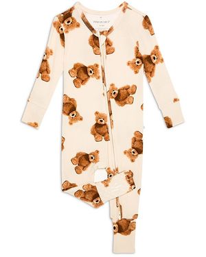 Posh Peanut Teddy Freddy Convertible One Piece Coverall Pajamas - White