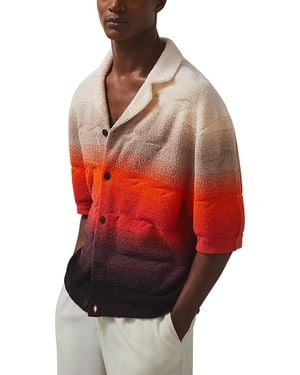 Reiss Short Sleeve Knitted Towelling Shirt - Red