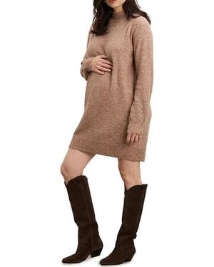 Hatch Collection The Cozy Pointelle Poise Mini Maternity Dress - Natural