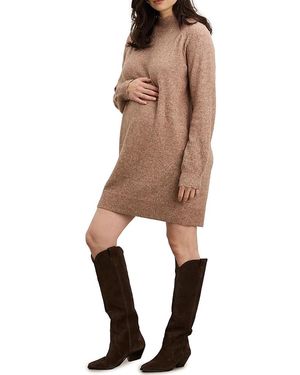Hatch Collection The Cozy Pointelle Poise Mini Maternity Dress - Natural