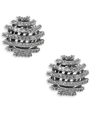 Nadri Pisa Open Pave Rhodium Plated Stud Earrings, 0.6 Diameter - Metallic