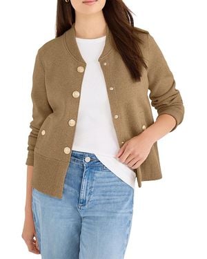 NIC+ZOE Knit Snap Front Bomber Jacket - Natural