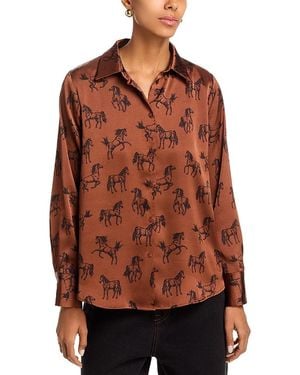 Aqua Horse Print Relaxed Shirt -Exclusive - Brown