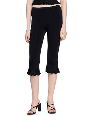 Sandro Ruffled Capri Pants - Black