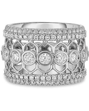 Roberto Coin 18K Cento Diamond Rosette Wide Openwork Ring - White