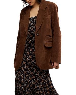 Free People Paper Cut Faux Suede Blazer - Brown