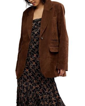 Free People Paper Cut Faux Suede Blazer - Brown